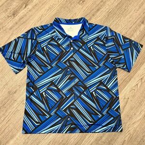 Obnoxious Golf OG Shirt Mens XL Blue Polo Geometric Performance Tech Loud